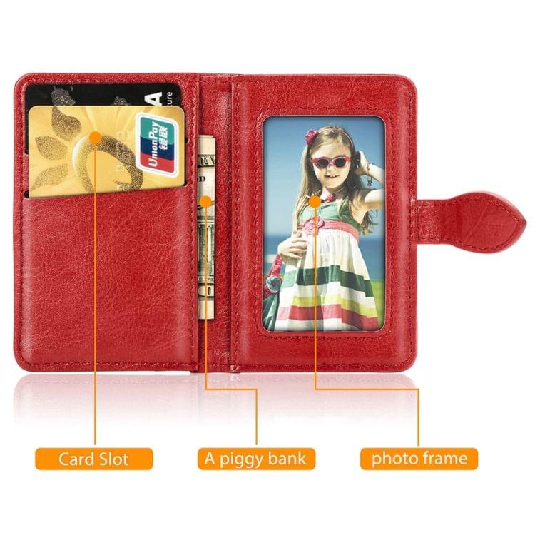 Mobile Phone Universal With Retro Pure Color Card Slot & Wallet & Holder & Photo Frame (Red)