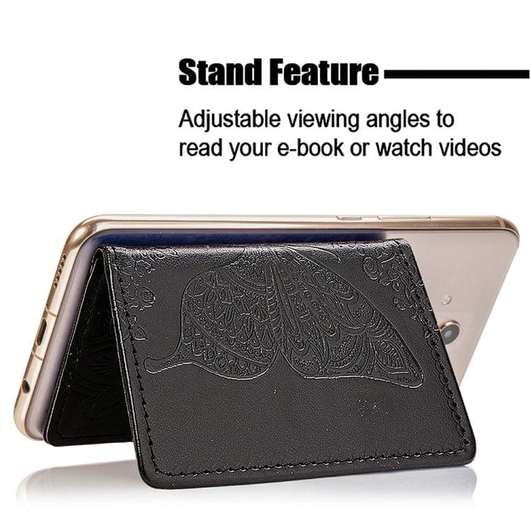 Mobile Phone Universal Embossed Butterfly Card Slot & Wallet & Holder & Photo Frame (Purple)