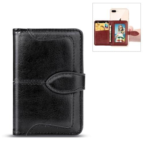 Mobile Phone Universal With Retro Pure Color Card Slot & Wallet & Holder & Photo Frame (Black)