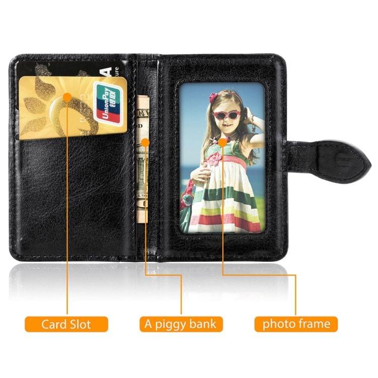 Mobile Phone Universal With Retro Pure Color Card Slot & Wallet & Holder & Photo Frame (Black)
