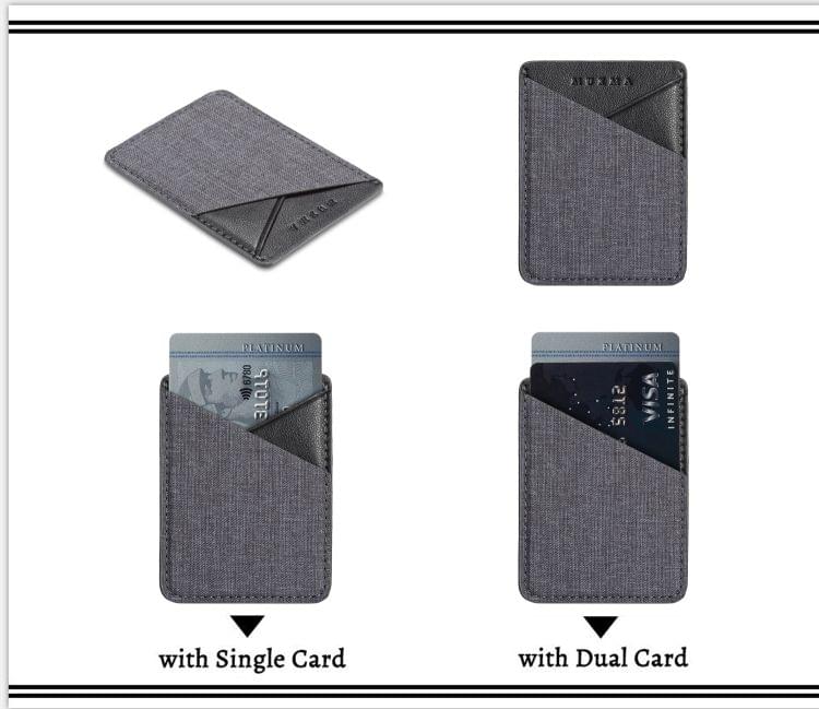 MUXMA Canvas Leather Pocket Card Mini Mobile Phone Case 3M Plastic Credit Card Set (Black)