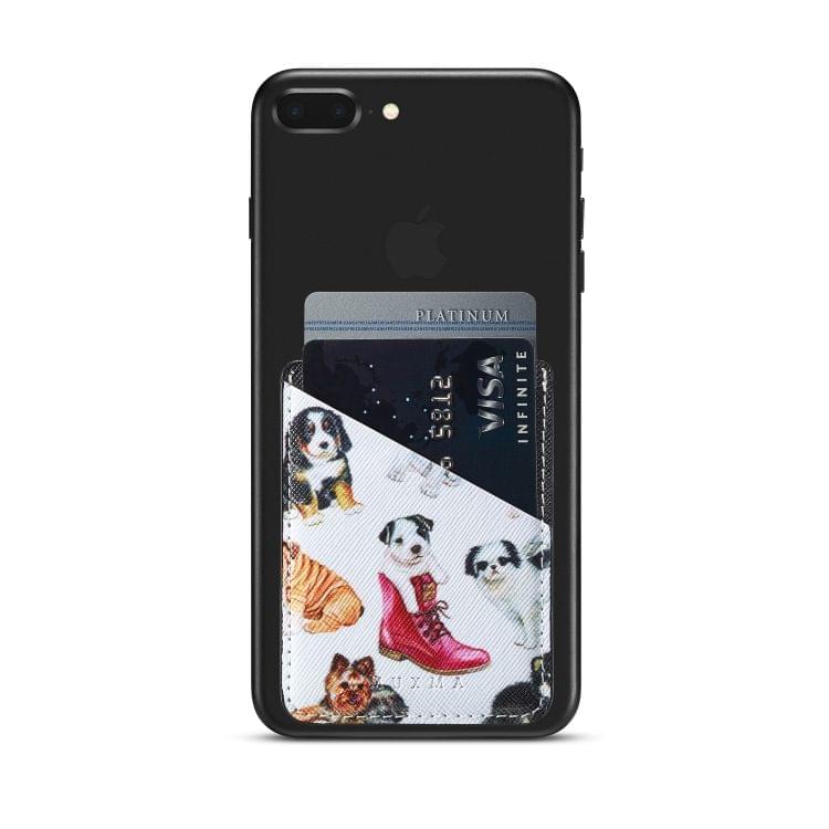 MUXMA  Puppy  Leather Pocket Card Mini Mobile Phone Case 3M Plastic Credit Card Mobile Phone Back Stickers Card Sets (Black)