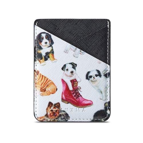 MUXMA  Puppy  Leather Pocket Card Mini Mobile Phone Case 3M Plastic Credit Card Mobile Phone Back Stickers Card Sets (Black)