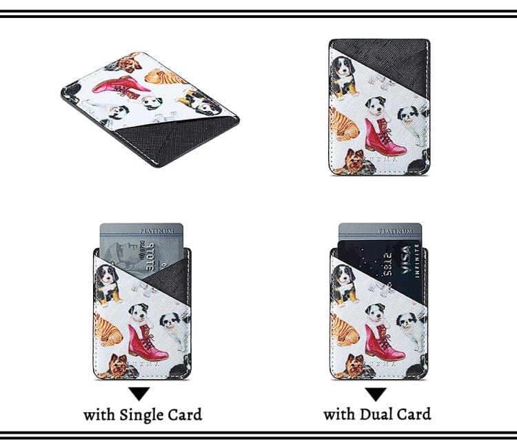 MUXMA  Puppy  Leather Pocket Card Mini Mobile Phone Case 3M Plastic Credit Card Mobile Phone Back Stickers Card Sets (Black)