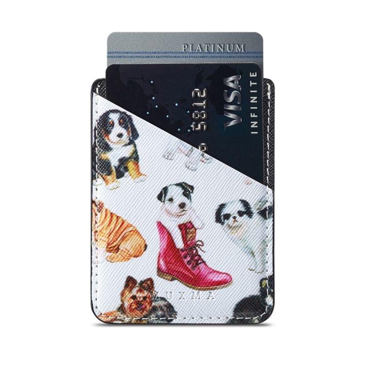 MUXMA  Puppy  Leather Pocket Card Mini Mobile Phone Case 3M Plastic Credit Card Mobile Phone Back Stickers Card Sets (Black)