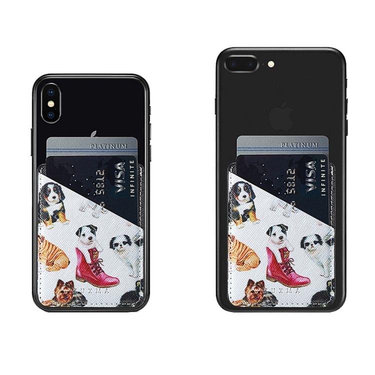 MUXMA  Puppy  Leather Pocket Card Mini Mobile Phone Case 3M Plastic Credit Card Mobile Phone Back Stickers Card Sets (Black)