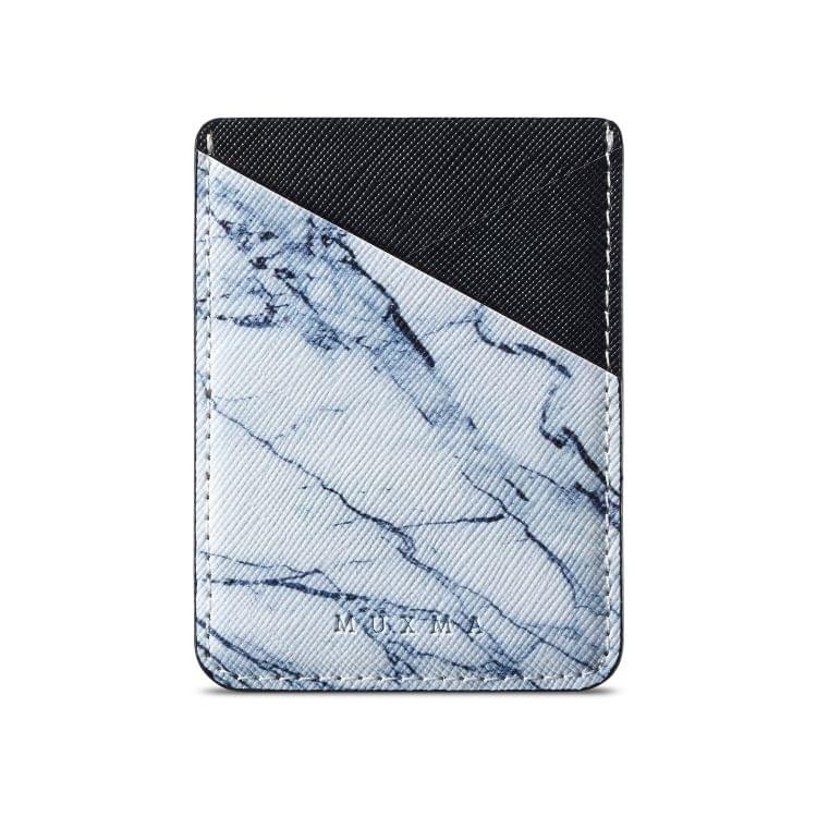 MUXMA  White Marble Leather Pocket Card Mini Mobile Phone Case 3M Plastic Credit Card Mobile Phone Back Stickers Card Package Card Sets (Black)