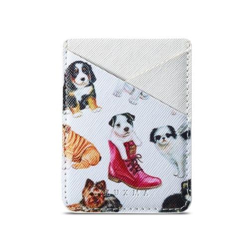 MUXMA  Puppy  Leather Pocket Card Mini Mobile Phone Case 3M Plastic Credit Card Mobile Phone Back Stickers Card Sets (White)