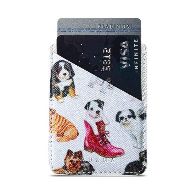 MUXMA  Puppy  Leather Pocket Card Mini Mobile Phone Case 3M Plastic Credit Card Mobile Phone Back Stickers Card Sets (White)