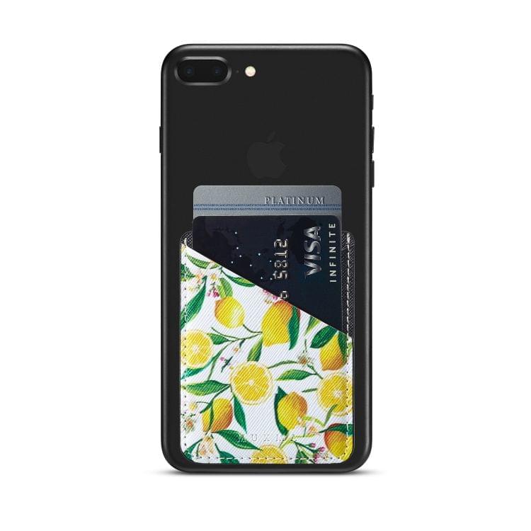 MUXMA  Lemon Leather Pocket Card Mini Mobile Phone Case 3M Plastic Credit Card Mobile Phone Back Stickers Card Sets (Black)