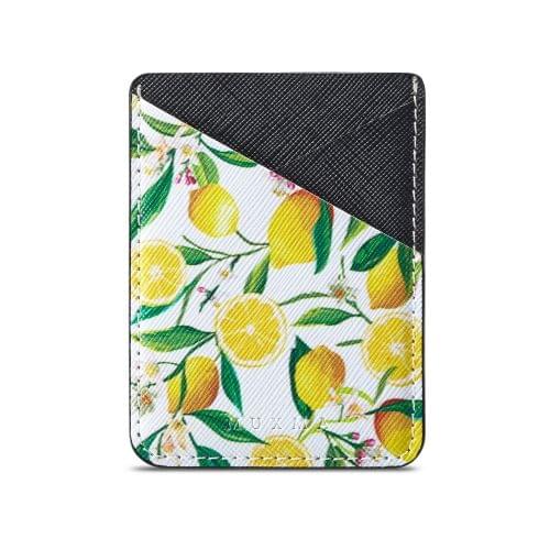 MUXMA  Lemon Leather Pocket Card Mini Mobile Phone Case 3M Plastic Credit Card Mobile Phone Back Stickers Card Sets (Black)