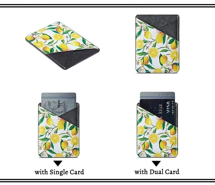 MUXMA  Lemon Leather Pocket Card Mini Mobile Phone Case 3M Plastic Credit Card Mobile Phone Back Stickers Card Sets (Black)