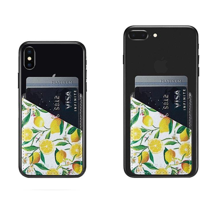 MUXMA  Lemon Leather Pocket Card Mini Mobile Phone Case 3M Plastic Credit Card Mobile Phone Back Stickers Card Sets (Black)