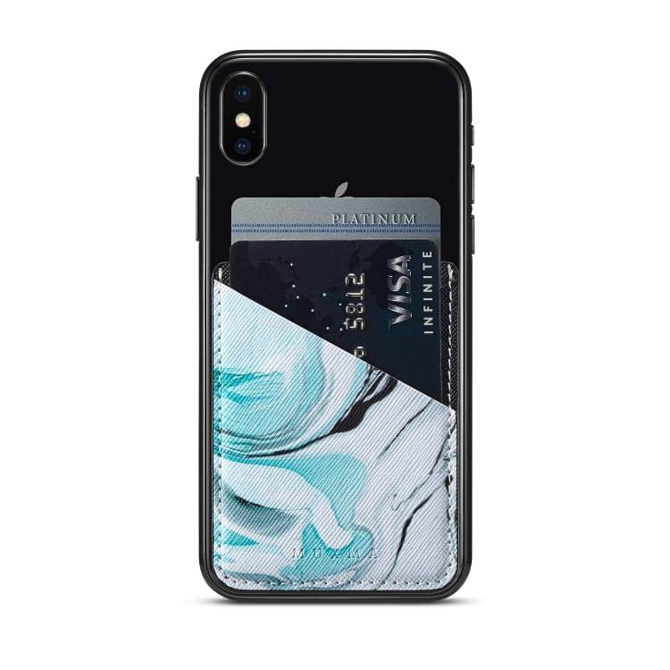 MUXMA  Emerald Marble Leather Pocket Card Mini Mobile Phone Case 3M Plastic Credit Card Mobile Phone Back Stickers Card Sets (Black)