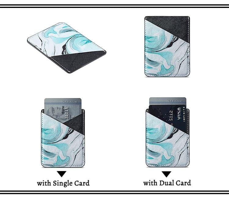 MUXMA  Emerald Marble Leather Pocket Card Mini Mobile Phone Case 3M Plastic Credit Card Mobile Phone Back Stickers Card Sets (Black)