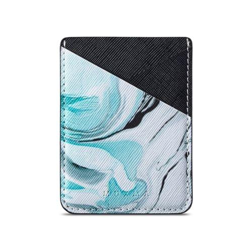 MUXMA  Emerald Marble Leather Pocket Card Mini Mobile Phone Case 3M Plastic Credit Card Mobile Phone Back Stickers Card Sets (Black)