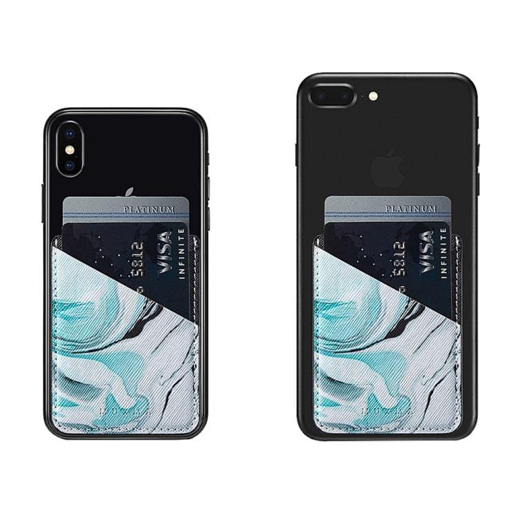 MUXMA  Emerald Marble Leather Pocket Card Mini Mobile Phone Case 3M Plastic Credit Card Mobile Phone Back Stickers Card Sets (Black)