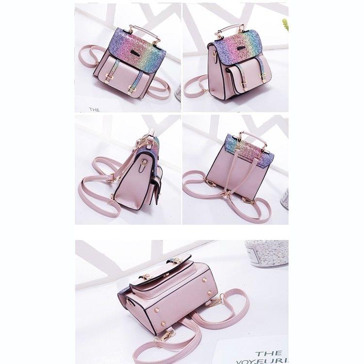 Sequin Multifunction Casual Single & Double Shoulders Bag Ladies Handbag Messenger Bag (Black)