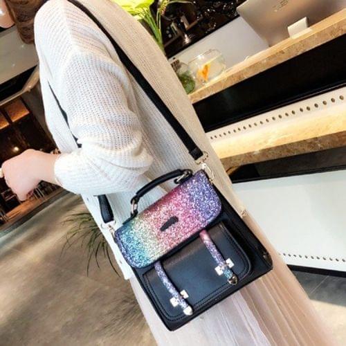 Sequin Multifunction Casual Single & Double Shoulders Bag Ladies Handbag Messenger Bag (Black)
