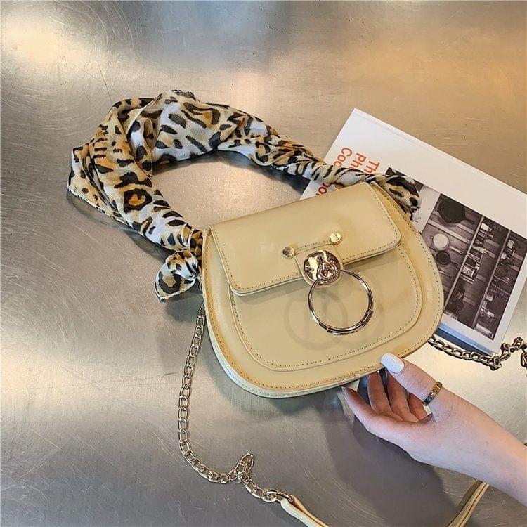 Scarf Small Ring Lock Buckle PU Leather Chain Single Shoulder Bag Ladies Handbag Messenger Bag (Yellow)