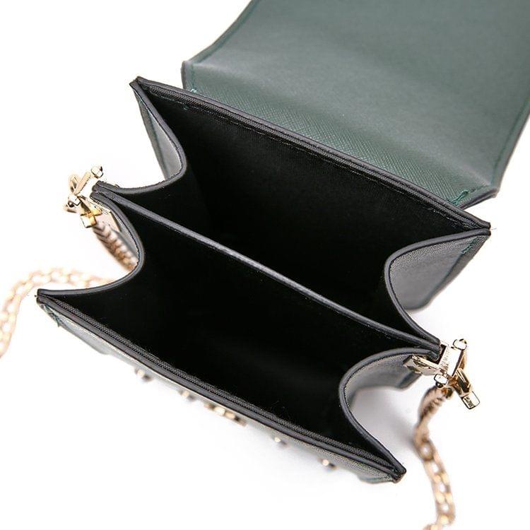 Modern Girls Pattern Leisure Fashion PU Leather Chain Slant Shoulder Bag (Green)
