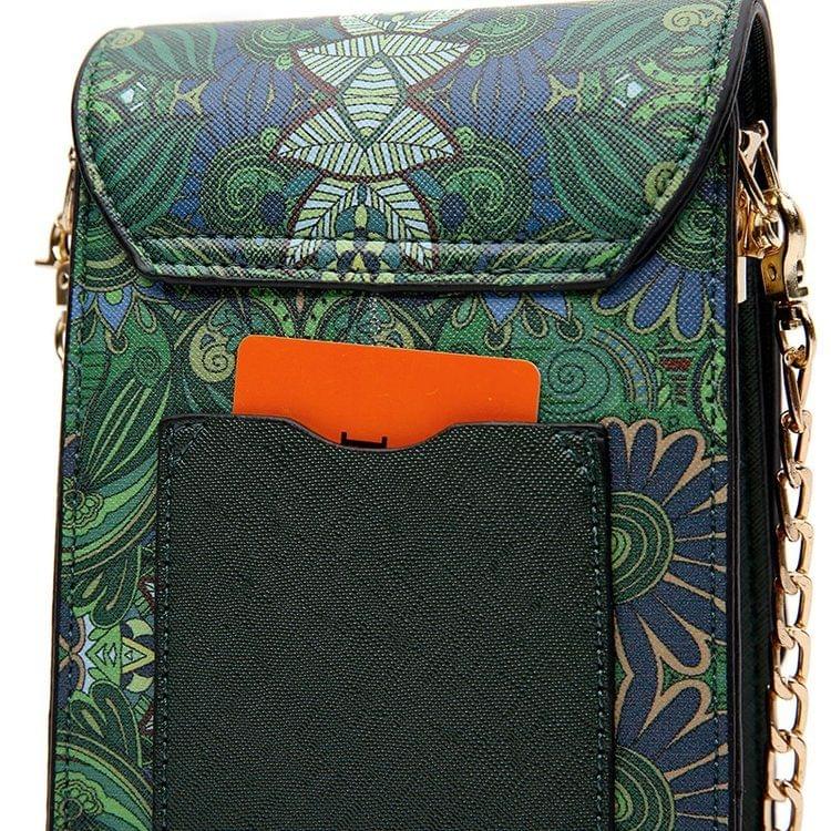 Modern Girls Pattern Leisure Fashion PU Leather Chain Slant Shoulder Bag (Green)