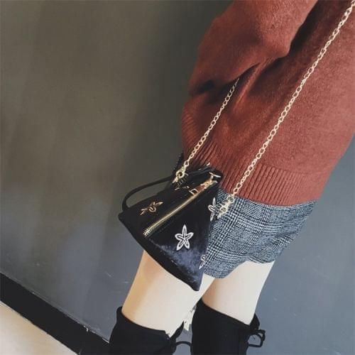 Leisure Fashion Chain Slant Shoulder Bag Handbag (Black)