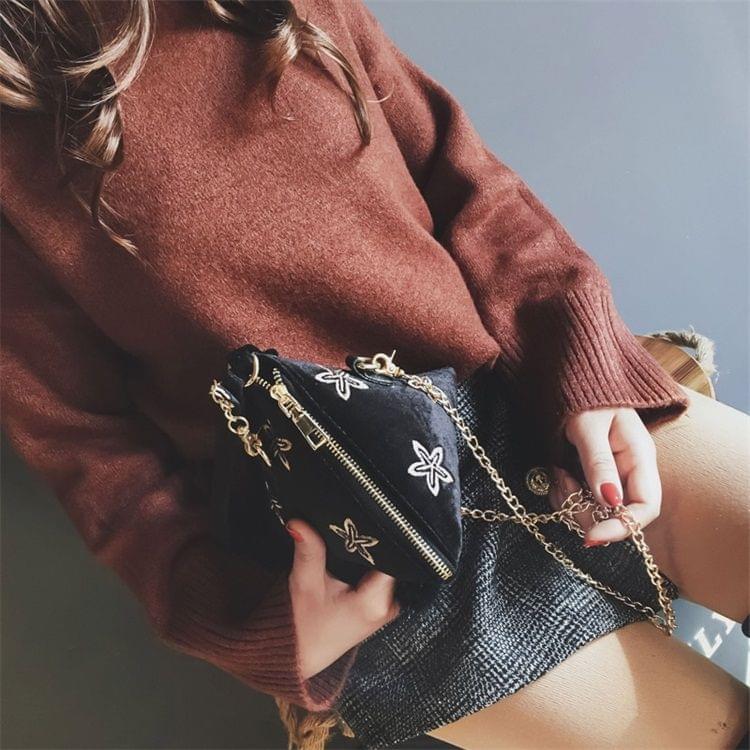 Leisure Fashion Chain Slant Shoulder Bag Handbag (Black)