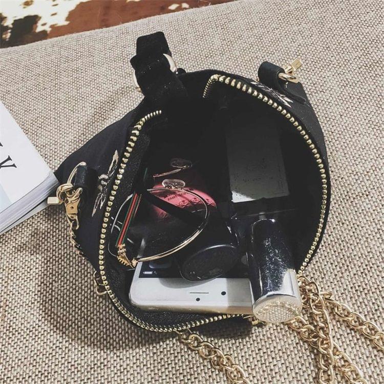 Leisure Fashion Chain Slant Shoulder Bag Handbag (Black)