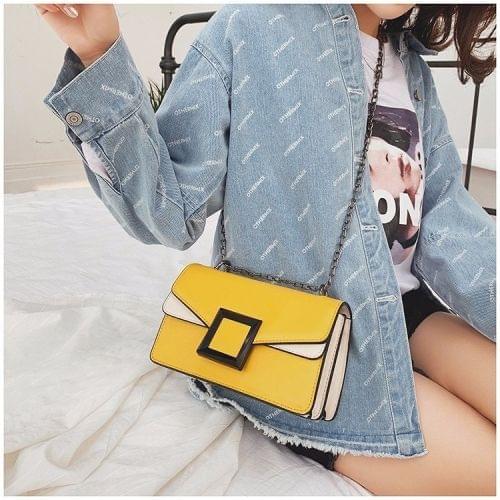 Color Matching Small Square Bag Handbag Single Shoulder Bag Messenger Bag (Yellow)