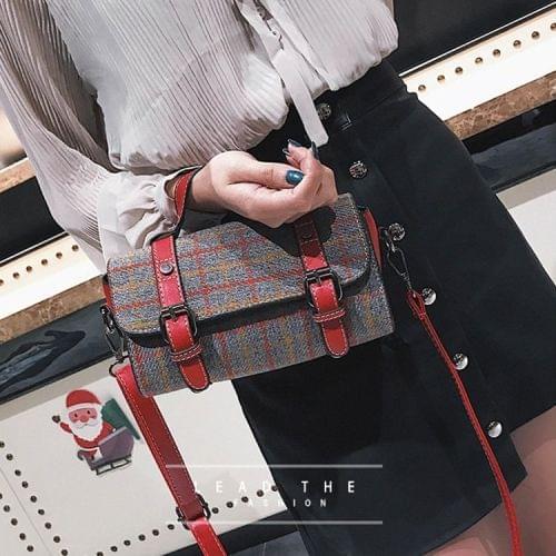 Fashion Retro Plaid Pattern Casual Handbag Single Shoulder Bag (Red)