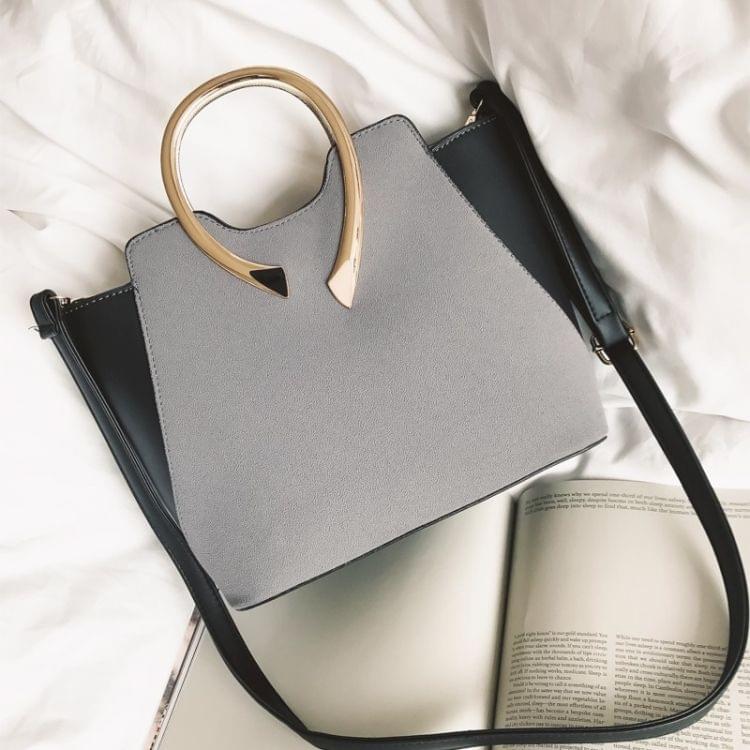 Matte PU Leather Single Shoulder Bag Ladies Handbag Messenger Bag (Grey)