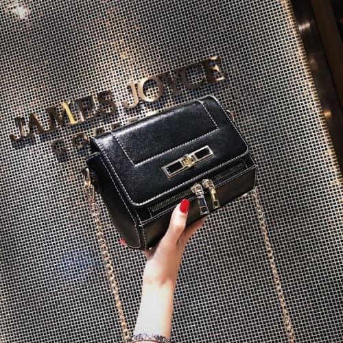Rotary Lock Casual PU Shoulder Bag Ladies Handbag Messenger Bag (Black)