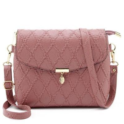 Small Handbags Women Leather Shoulder Mini Crossbody Bag Long Strap Clutch(Pink)