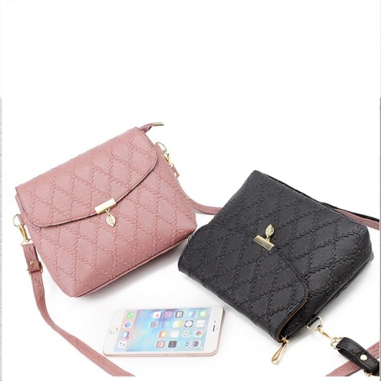 Small Handbags Women Leather Shoulder Mini Crossbody Bag Long Strap Clutch(Pink)