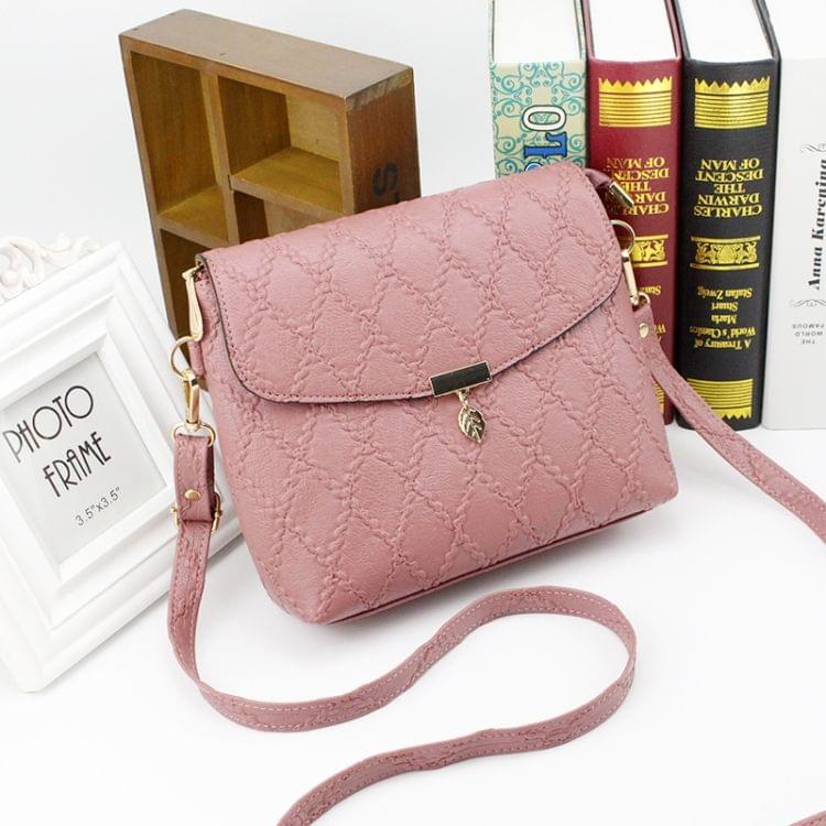 Small Handbags Women Leather Shoulder Mini Crossbody Bag Long Strap Clutch(Pink)