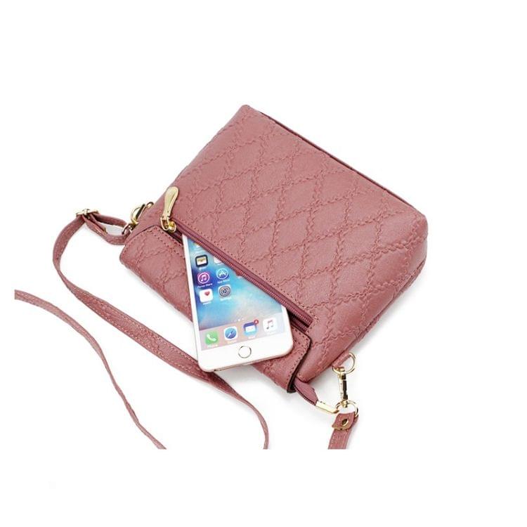 Small Handbags Women Leather Shoulder Mini Crossbody Bag Long Strap Clutch(Pink)