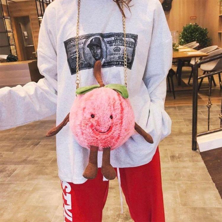 Cute Baby Girls Plush Fruit Pattern Shoulder Bags Kids Chain Crossbody Bag Children School Pack(Watermelon)