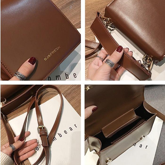Leisure Fashion PU Leather Slant Shoulder Bag Handbag(Brown)