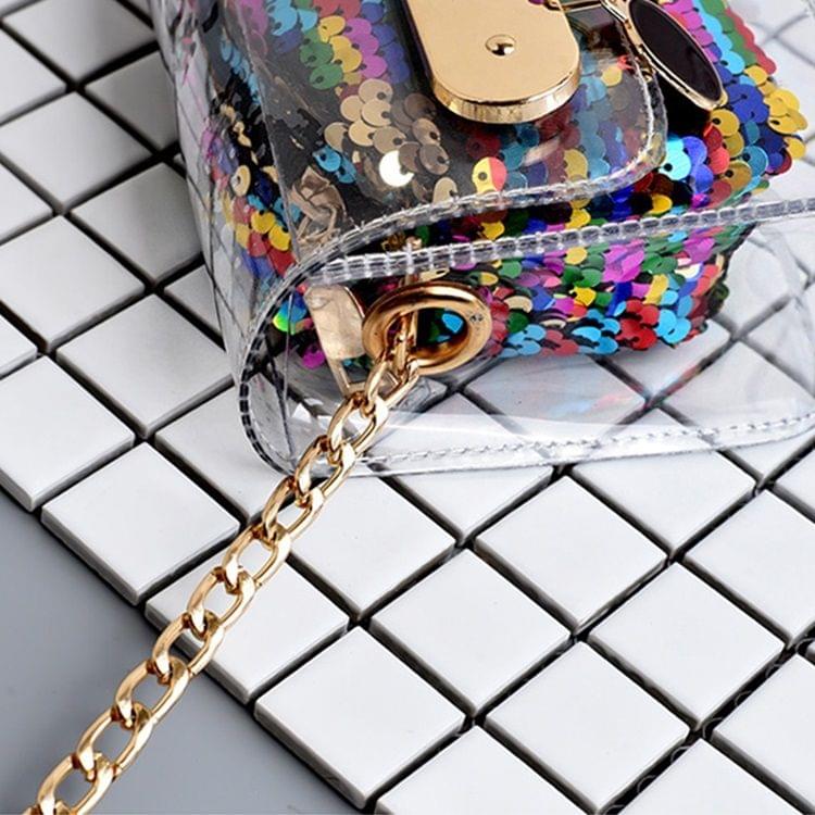 Plastics Shoulder Bag Sequins Messenger Bag Ladies Handbag Chain Bag (Silver)