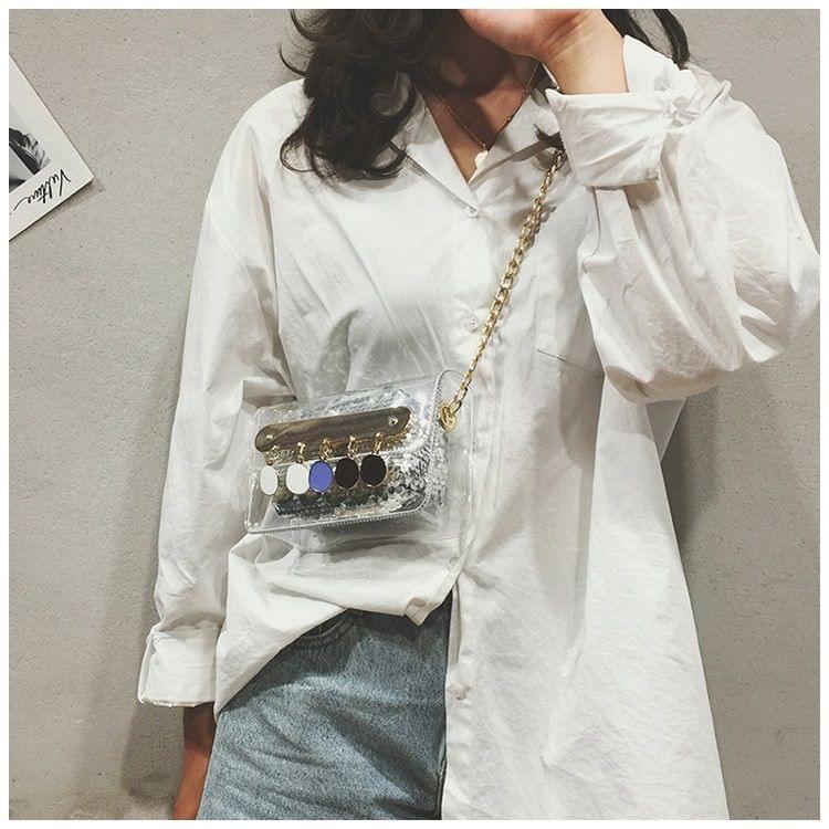 Plastics Shoulder Bag Sequins Messenger Bag Ladies Handbag Chain Bag (Silver)