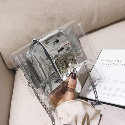 Leisure Fashion Transparent Shoulder Bag Messenger Bag Handbag (Silver)