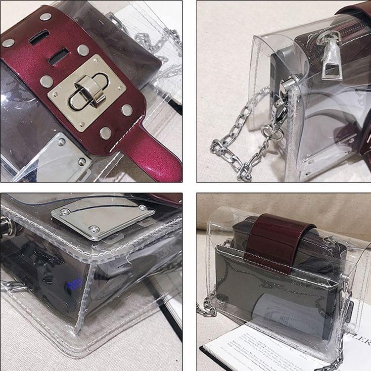 Leisure Fashion Transparent Shoulder Bag Messenger Bag Handbag (Silver)