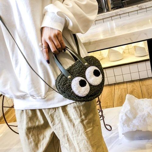 PU Strap Single Shoulder Bag Woolen Ladies Handbag Messenger Bag (Green)