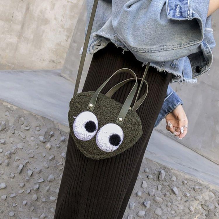 PU Strap Single Shoulder Bag Woolen Ladies Handbag Messenger Bag (Green)