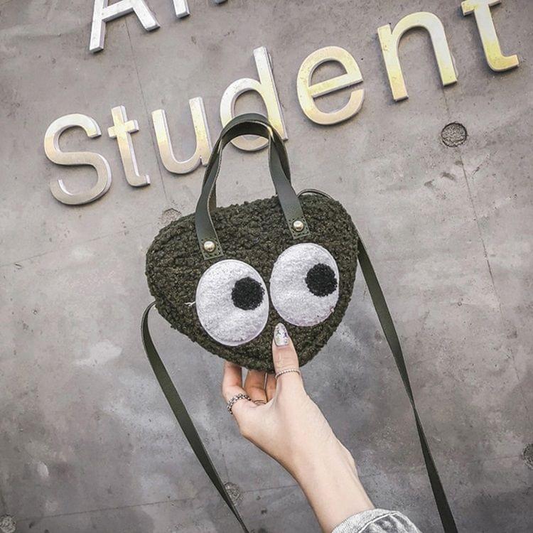 PU Strap Single Shoulder Bag Woolen Ladies Handbag Messenger Bag (Green)