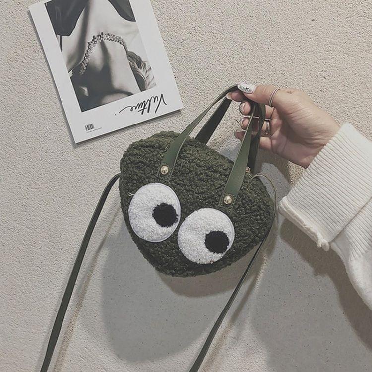 PU Strap Single Shoulder Bag Woolen Ladies Handbag Messenger Bag (Green)