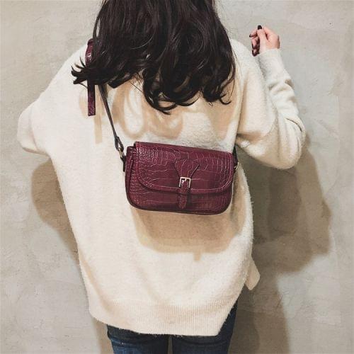 Crocodile Texture Belt Buckle PU Leather Single Shoulder Bag Ladies Handbag Messenger Bag (Red)
