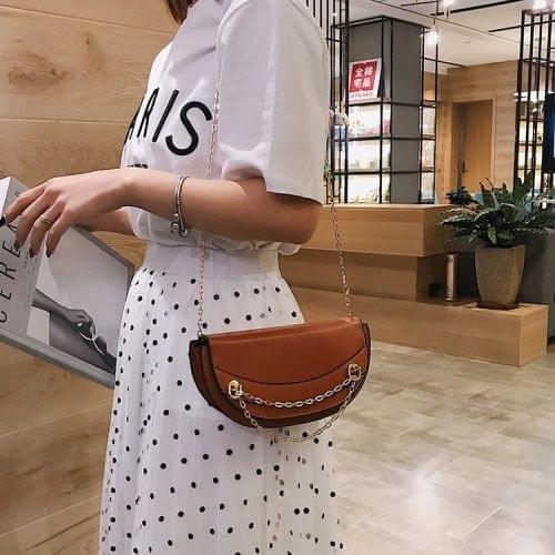 Fashion Simple girl PU Chain Single Shoulder Bag Ladies Handbag Messenger Bag (Brown)