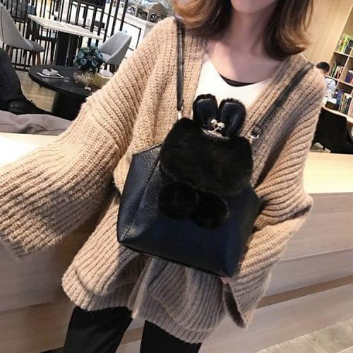 Multi-function Leisure Fashion PU Leather Slant Shoulder Bag Double Shoulders Bag(Black)